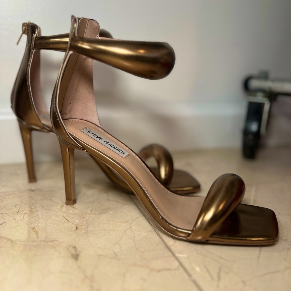 Steve Madden Metallic Bronze Strappy Heels
